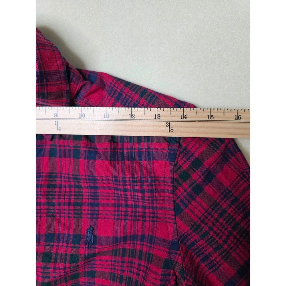 Ralph Lauren Boys Long Sleeve Button Down Shirt Red Plaid Size M 10-12